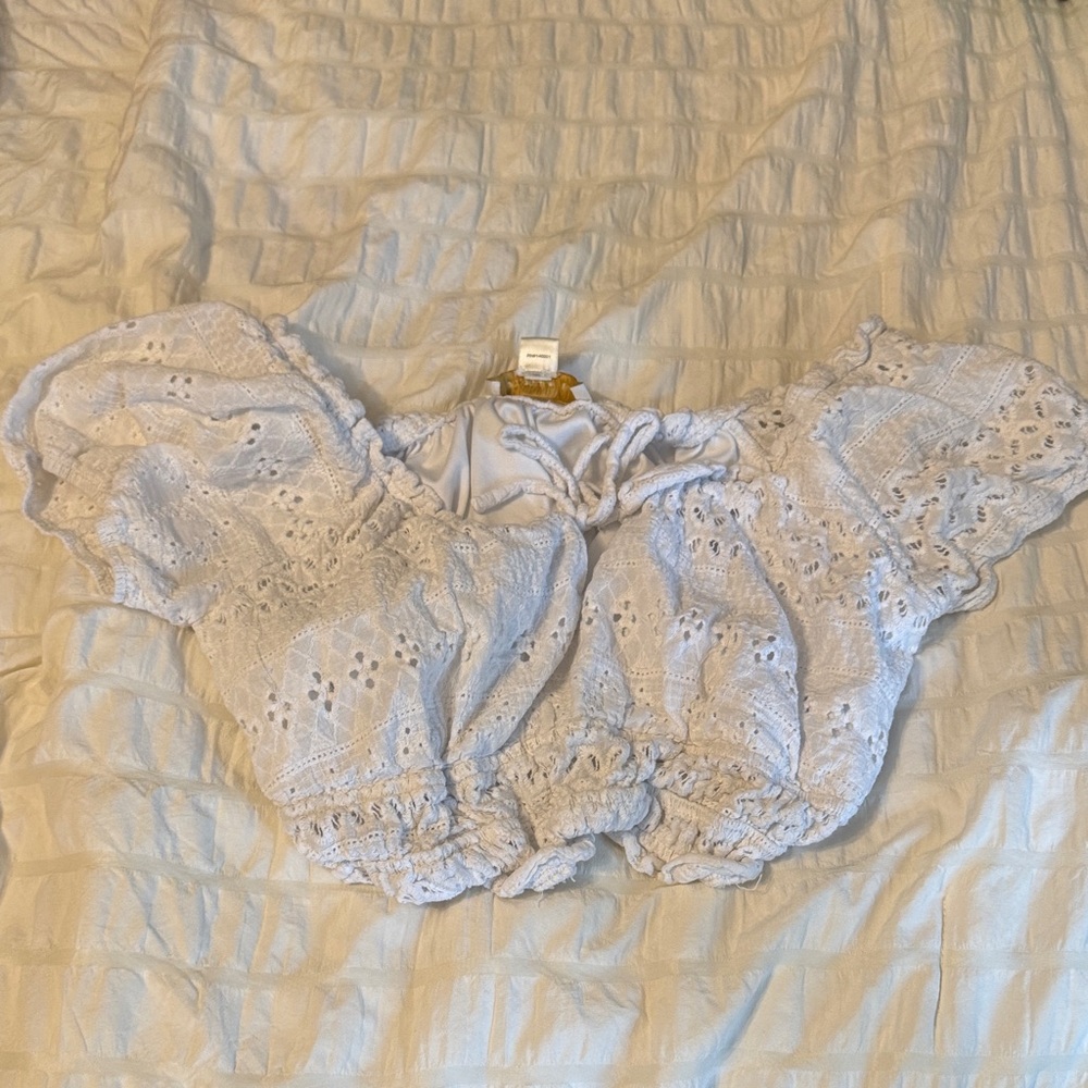 Monteau White Eyelet Blouse